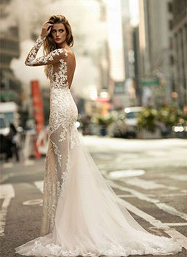 lace silhouette wedding dress