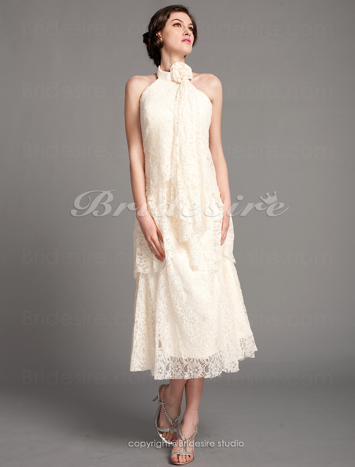 Bridesire Sheath/Column Lace Tealength High Neck Mother