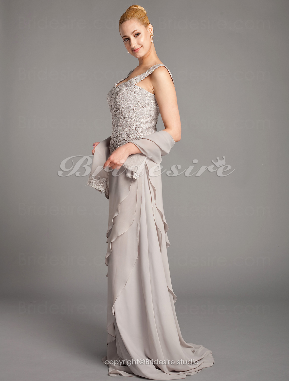 Bridesire - Sheath/Column Chiffon And Lace Floor-length Straps Mother ...